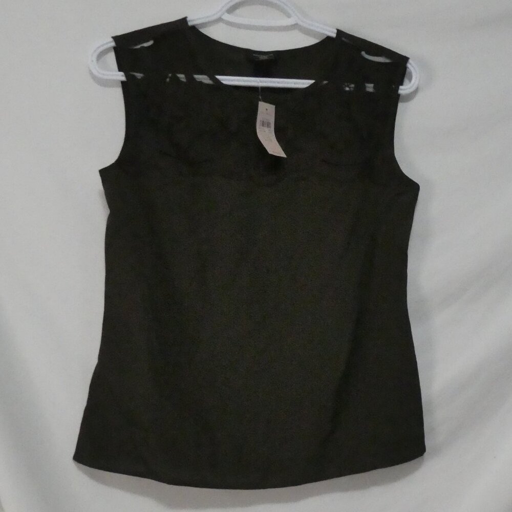 ANN TAYLOR PETITE  XSP Sleeveless Floral Lace Shell Top - Dark Chocolate Brown